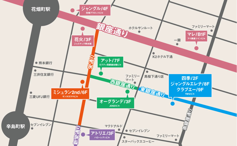 熊本の人気キャバクラ/地図早見表